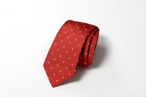 Cravatta - Jacquard Giglio – Rosso - Bianco – COD.401-RS – seta 100% - made in Italy