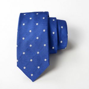 Cravatta - Jacquard Pois grande – Fondo Blu Elettrico – COD.P010-BB – seta 100% - made in Italy