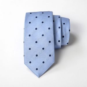 Cravatta - Jacquard Pois grande – Fondo Azzurro – COD.P086-SK – seta 100% - made in Italy