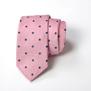 Cravatta - Jacquard Pois grande – Fondo Rosa – COD.P088-RA – seta 100% - made in Italy