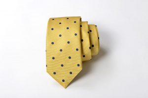 Cravatta - Jacquard Pois grande – Fondo Giallo – COD.P080-PR – seta 100% - made in Italy