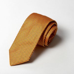 Cravatta - Jacquard Vellutino – Arancione Blu – COD.581-MD – seta 100% - made in Italy