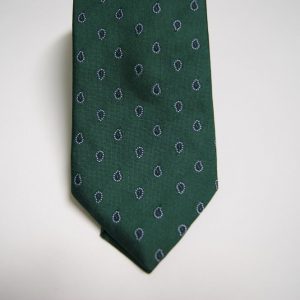 Jacquard Ties – Green background – Classic design - COD.N047 – 100% silk – made in Italy 2