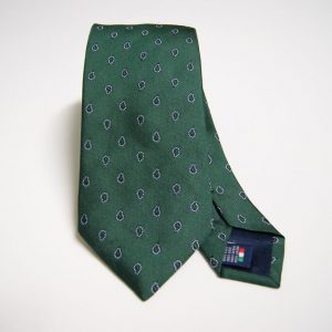 Jacquard Ties – Green background – Classic design - COD.N047 – 100% silk – made in Italy