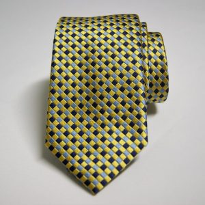 Cravatta –- Jacquard ¬– Fondo Giallo – Disegno classico - COD.N029 – seta 100% - made in Italy