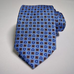Twill ties - printed silk - classic designs - Light blue background - COD.N050 - 100% SILK - made in Italy