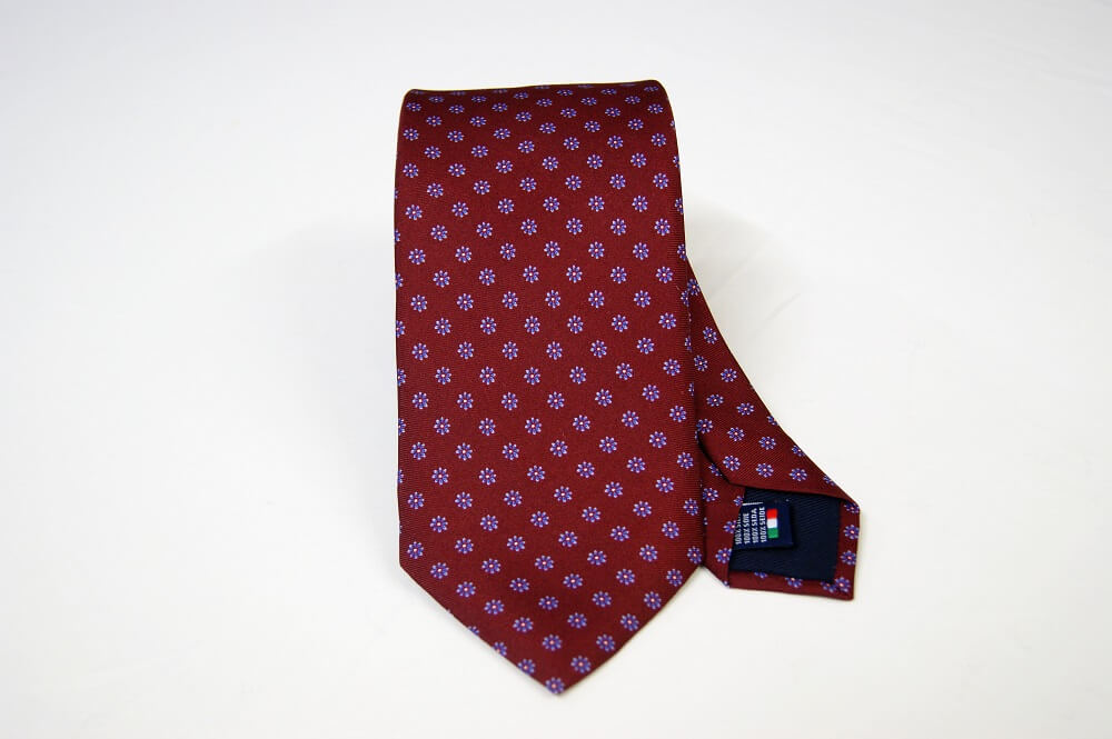 Twill ties printed classic designs bordeaux background silk 100% made ...