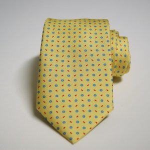 Twill ties - printed silk - classic designs - yellow background - COD.N055 - 100% SILK - made in Italy
