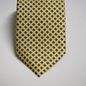 Twill ties - printed silk - classic designs - yellow background - COD.N056 - 100% SILK - made in Italy 2