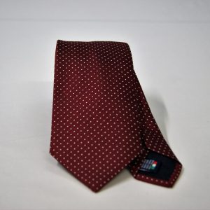 Jacquard ties – pin point – bordeaux white – COD.N079 – 100% silk – made in Italy
