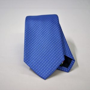 Cravatta Jacquard punta spillo Azzurro Bianco seta 100% made in Italy COD.N076