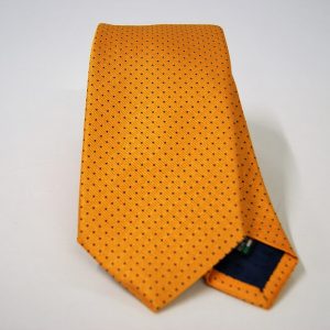 Cravatta Jacquard – punta spillo – arancione blu – COD.N074 – seta 100% - made in Italy