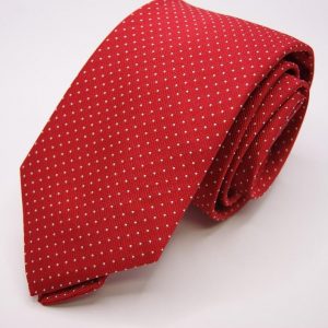 Jacquard ties – pin point – red white – COD.N078 – 100% silk – made in Italy