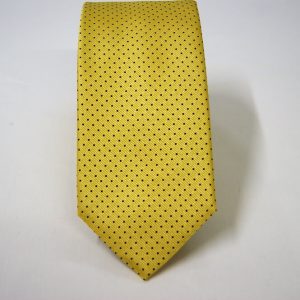 Cravatta Jacquard – punta spillo – giallo blu – COD.N075 – seta 100% - made in Italy2