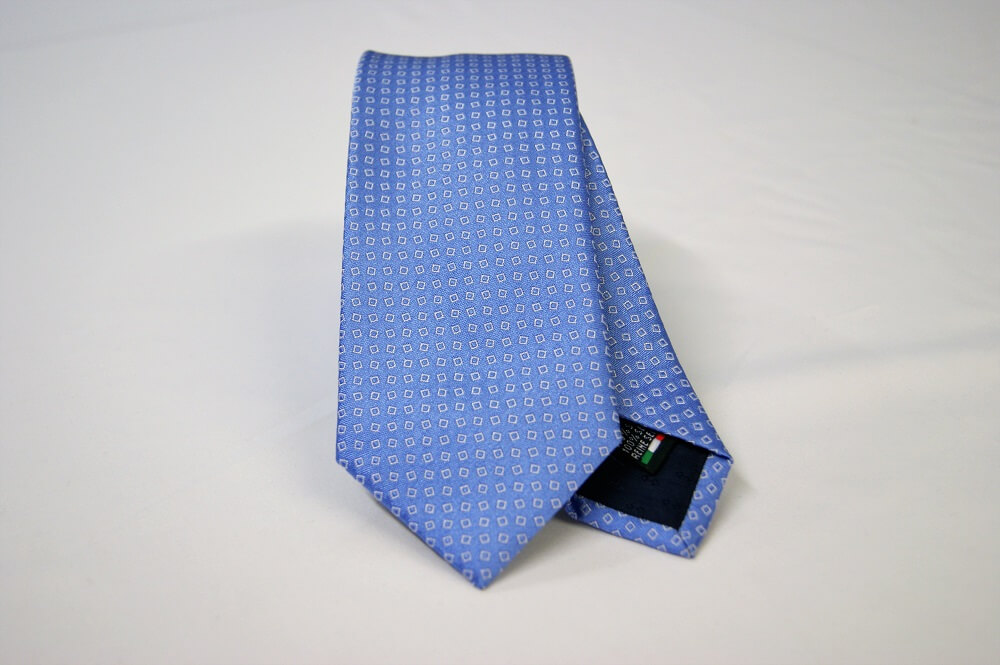 Jacquard Ties cm.7 Light Blue White silk 100% made in Italy COD.ST015 ...