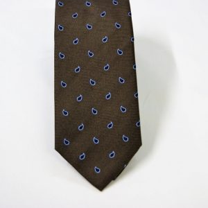 Cravatta Jacquard – cm.7 – marrone azzurro – COD.ST018 – seta 100% - made in Italy 2