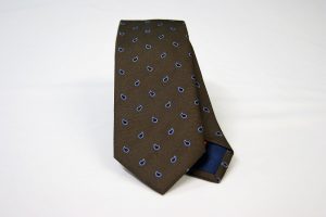 Cravatta Jacquard – cm.7 – marrone azzurro – COD.ST018 – seta 100% - made in Italy