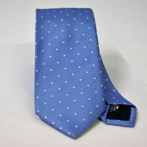 Jacquard ties – pois – light blue white – COD.N083 – 100% silk – made in Italy