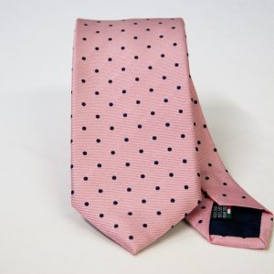 Cravatta Jacquard – pois – rosa blu – COD.N087 – seta 100% - made in Italy