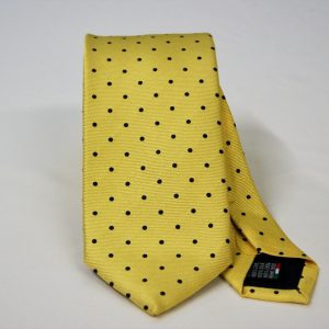 Cravatta Jacquard – pois – giallo blu – COD.N086 – seta 100% - made in Italy