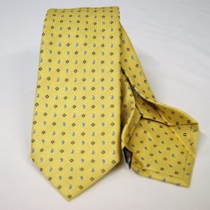 Jacquard - Sevenfold tie – Yellow background – COD.7P001 - 100% silk - made in Italy