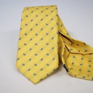 Cravatta Settepieghe - Jacquard – fondo giallo – COD.7P002 – seta 100% - made in Italy