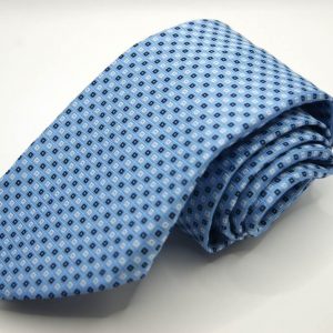 Cravatta-Settepieghe-Fondo Azzurro -Disegno Classico -Made in Italy-Seta 100%-COD.7P007