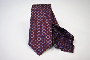 Jacquard - Sevenfold ties – bordeaux background – COD.7P011 - 100% silk - made in Italy