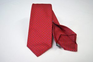 Cravatta Settepieghe - Jacquard – fondo rosso – COD.7P015 – seta 100% - made in Italy