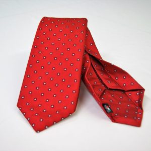 Cravatta Settepieghe - Jacquard – fondo rosso – COD.7P016 – seta 100% - made in Italy