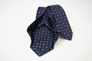 Cravatta Settepieghe - Jacquard – fondo blu con azzurro – COD.7P022 – seta 100% - made in Italy 2