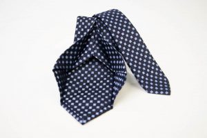 Cravatta Settepieghe - Jacquard – fondo blu con azzurro – COD.7P023 – seta 100% - made in Italy 2