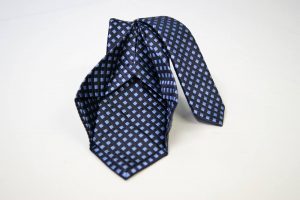 Cravatta Settepieghe - Jacquard – fondo blu con azzurro – COD.7P025 – seta 100% - made in Italy 2