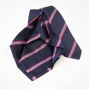 Cravatta Settepieghe - Jacquard – fondo blu con rosso – COD.7P027 – seta 100% - made in Italy 2