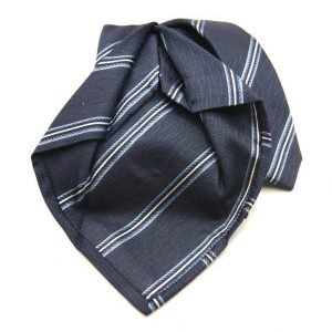 Cravatta-Settepieghe-Fondo Blu con Bianco e Azzurro -Disegno Rigato -Made in Italy-Seta 100%-COD.7P019 2