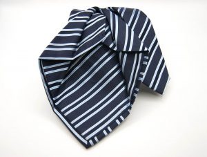 Cravatta-Settepieghe-Fondo Blu con Bianco e Azzurro -Disegno Rigato -Made in Italy-Seta 100%-COD.7P02 2