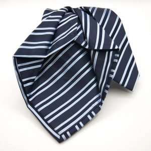 Cravatta-Settepieghe-Fondo Blu con Bianco e Azzurro -Disegno Rigato -Made in Italy-Seta 100%-COD.7P02 2