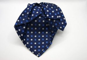 Cravatta-Settepieghe-Fondo Blu con Bianco e Azzurro -Disegno Rigato -Made in Italy-Seta 100%-COD.7P022 2