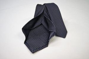 Cravatta Settepieghe - Jacquard – fondo blu con bianco – COD.7P019 – seta 100% - made in Italy 2