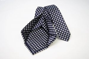 Cravatta Settepieghe - Jacquard – fondo blu con bianco – COD.7P021 – seta 100% - made in Italy 2
