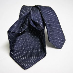 Jacquard - Sevenfold ties – blue background with white – COD.7P025 - 100% silk - made in Italy 2