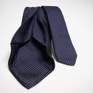 Jacquard - Sevenfold ties – blue background with white – COD.7P029 - 100% silk - made in Italy 2
