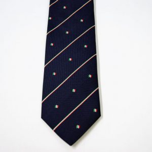 Jacquard ties – Italian flag – blue background – COD.N093 – 100% silk – made in Italy 2
