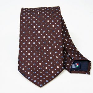 Twill ties – brown background – classic design - COD.N094 - 100% silk - made in Italy