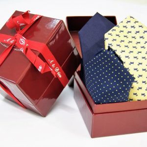 Gift box - ties and pochette - classic designs - COD.BOX2015 - 100% silk - made in Italy