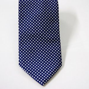 Cravatta - Jacquard – fondo blu con bianco – disegno classico - COD.N098 – seta 100% - made in Italy 2