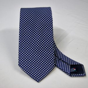 Cravatta - Jacquard – fondo blu con bianco – disegno classico - COD.N098 – seta 100% - made in Italy