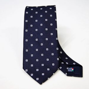 Jacquard ties – blue with white – classic design - COD.N099 - 100% silk - made in Italy