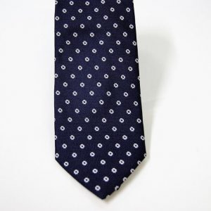 Cravatta - Jacquard – fondo blu con bianco – disegno classico - COD.N100 – seta 100% - made in Italy 2
