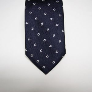 Jacquard ties – blue with white – classic design - COD.N101 - 100% silk - made in Italy 2